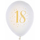 8 BALLONS 18 ANS OR DIAM 23CM