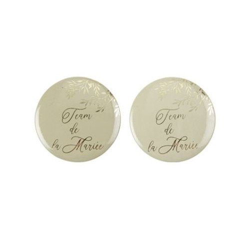 2 BADGES TEAM DE LA MARIEE VERT SAUGE ET OR