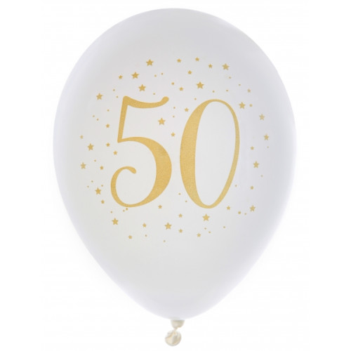 8 BALLONS 50 ANS OR DIAM 23CM