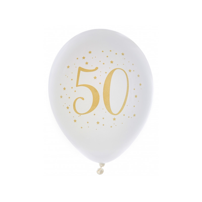 8 BALLONS 50 ANS OR DIAM 23CM