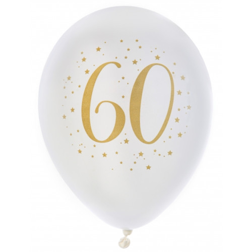 8 BALLONS 60 ANS OR DIAM 23CM