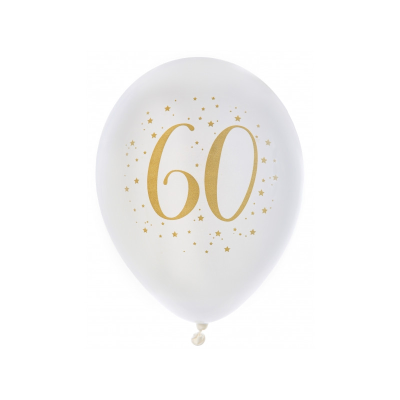 8 BALLONS 60 ANS OR DIAM 23CM