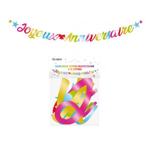 GUIRLANDE LETTRES J.ANNIVERSAIRE MULTICOLORE