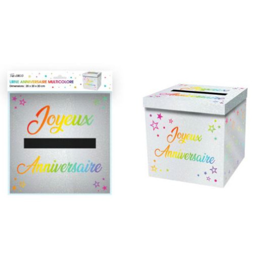 URNE METAL JOYEUX ANNIVERSAIRE MULTICOLORE