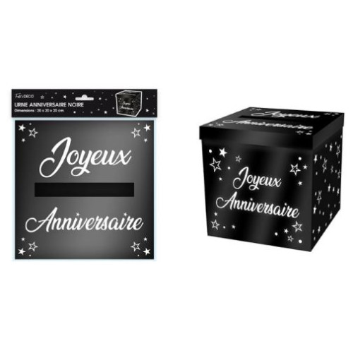 URNE METAL JOYEUX ANNIVERSAIRE NOIRE