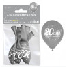 6 BALLONS METAL ARGENT 20 ANS