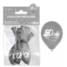 6 BALLONS METAL ARGENT 50 ANS