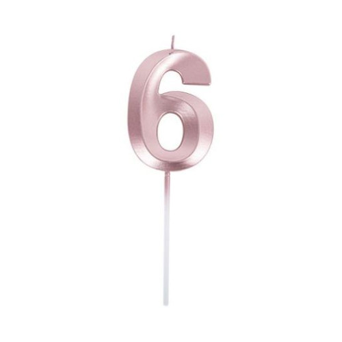 BOUGIE CHIFFRE 6 GRAPHIQUE ROSE GOLD