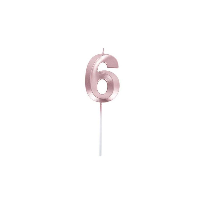BOUGIE CHIFFRE 6 GRAPHIQUE ROSE GOLD