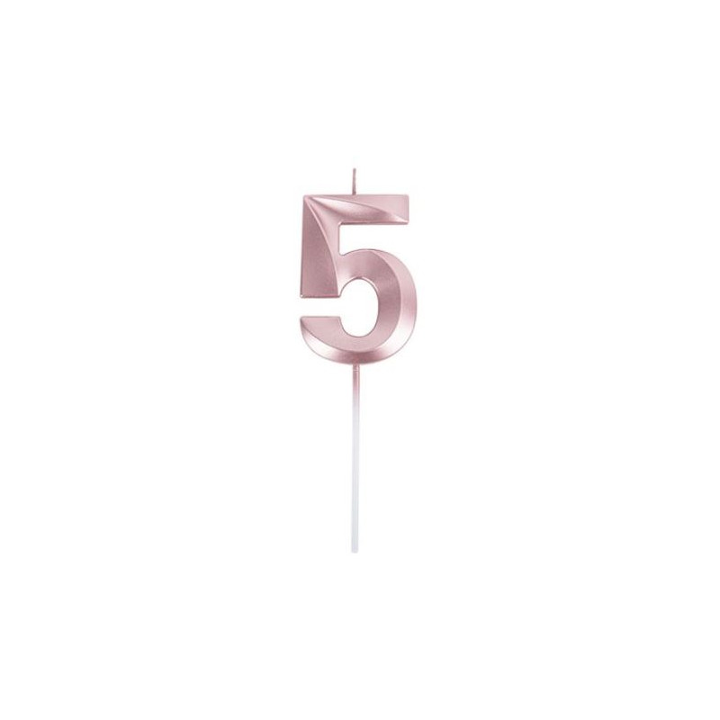 BOUGIE CHIFFRE 5 GRAPHIQUE ROSE GOLD