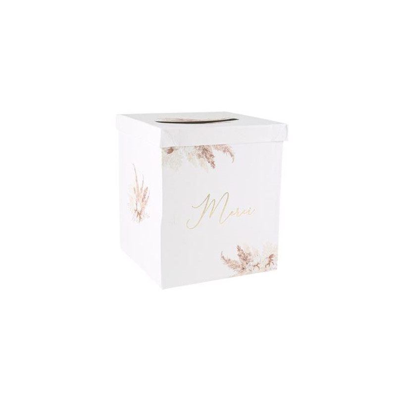 URNE MERCI PAMPAS FLEURS COTON