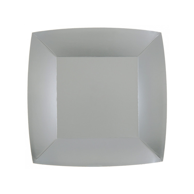10 ASSIETTES GRAND MODELE CARRE ARGENT