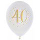 8 BALLONS 40 ANS OR DIAM 23CM