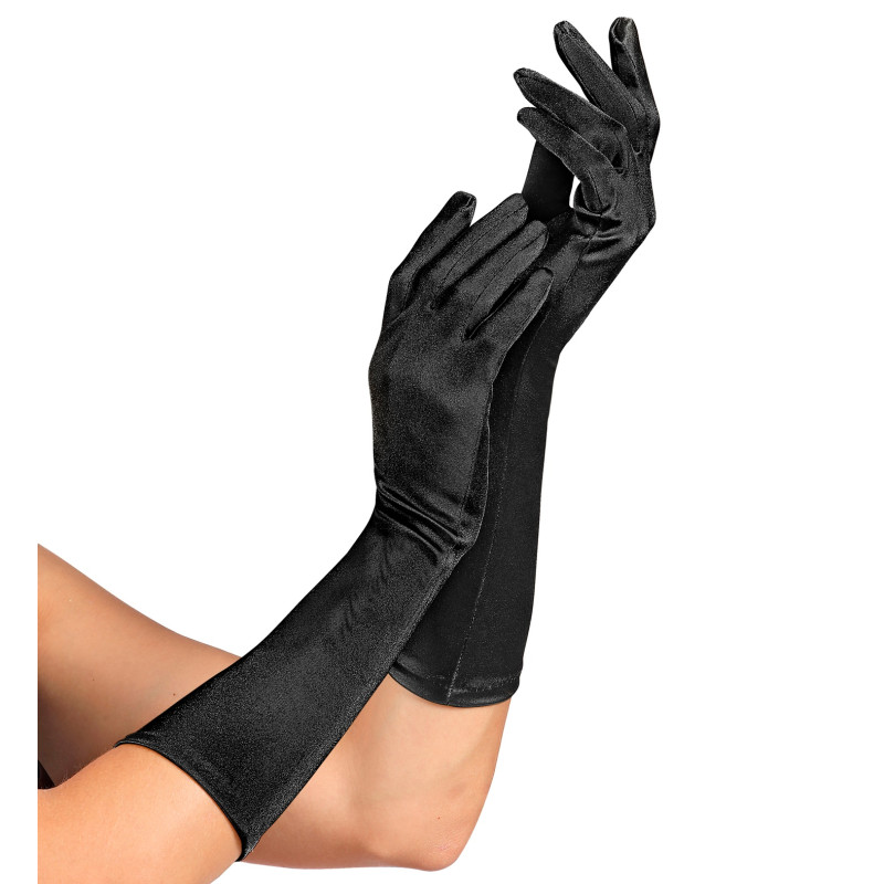 GANTS SATIN NOIR 40CM