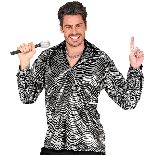 CHEMISE DISCO FEVER ARGENT M/L