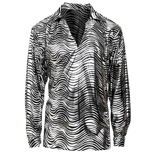 CHEMISE DISCO FEVER ARGENT M/L