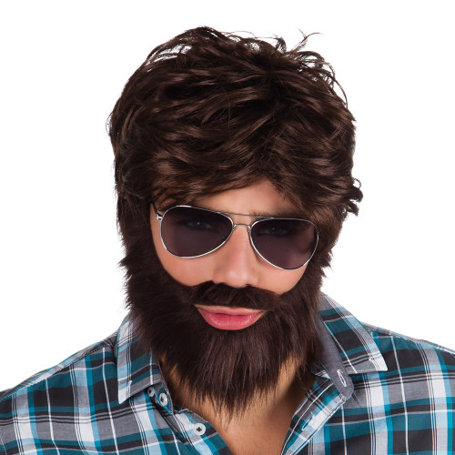 PERRUQUE HOMME+BARBE BRUN