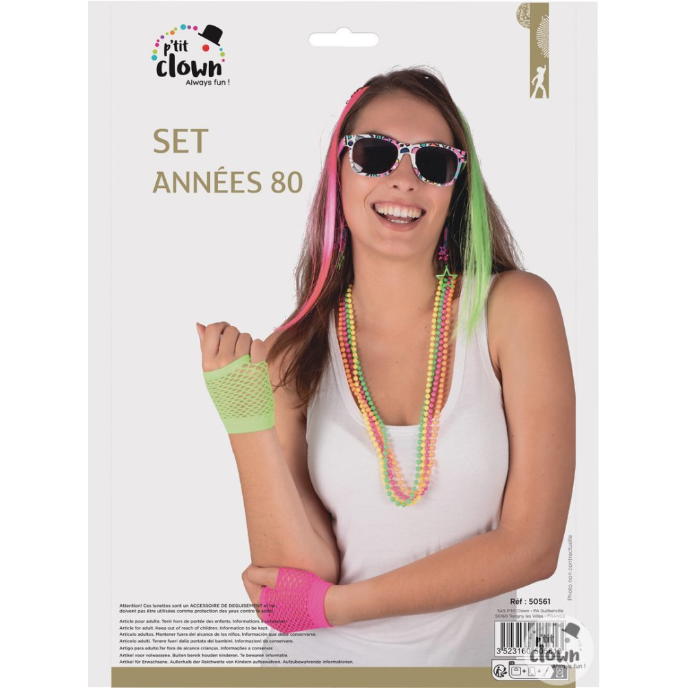 Kit Années 80, Bandeau et Poignets, Rose Fluo - Aux Feux de la