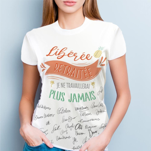 TEE SHIRT A DEDICACER FEMME RETRAITE