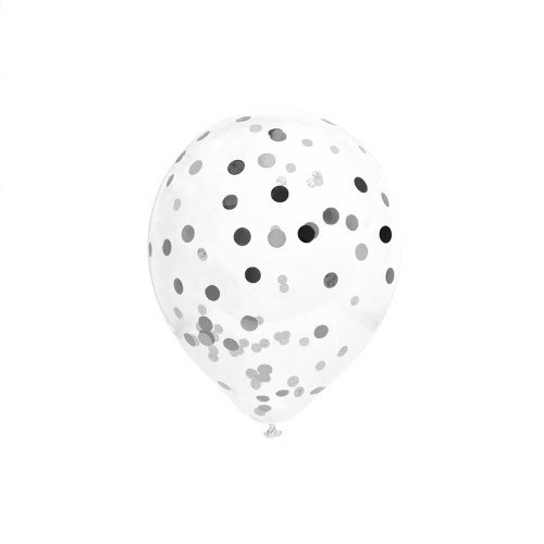 6 BALLONS CONFETTIS ARGENTE