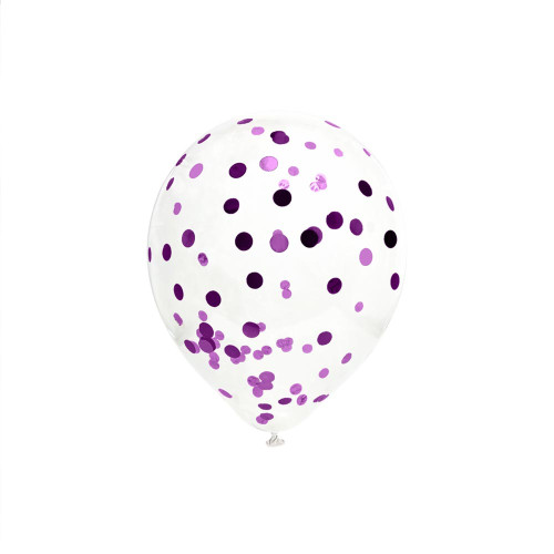 6 BALLONS CONFETTIS VIOLET