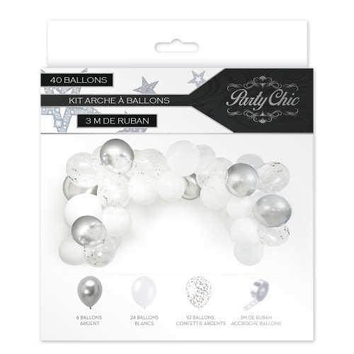 KIT ARCHE A BALLONS PARTY CHIC ARGENT