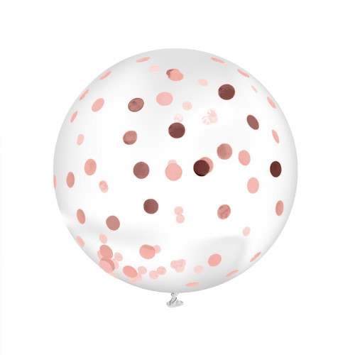 BALLON CONFETTIS GEANT 100CM ROSE GOLD