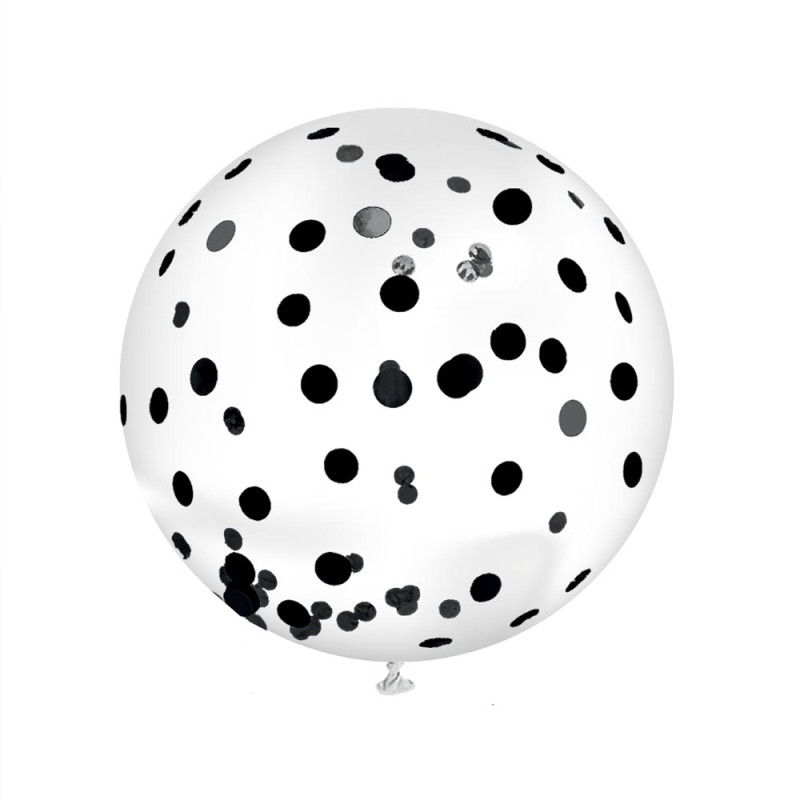 BALLON CONFETTIS GEANT 100CM NOIR