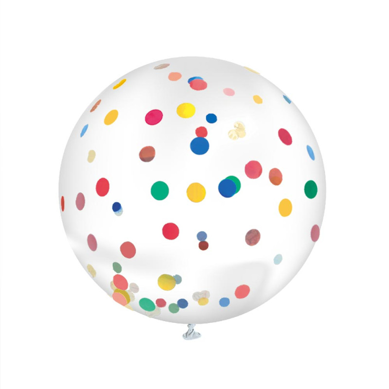 BALLON CONFETTIS GEANT 100CM MULTICOLORE