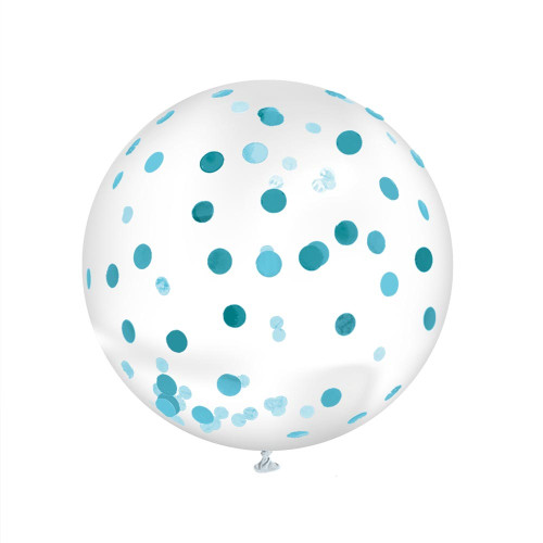 BALLON CONFETTIS GEANT 100CM BLEU