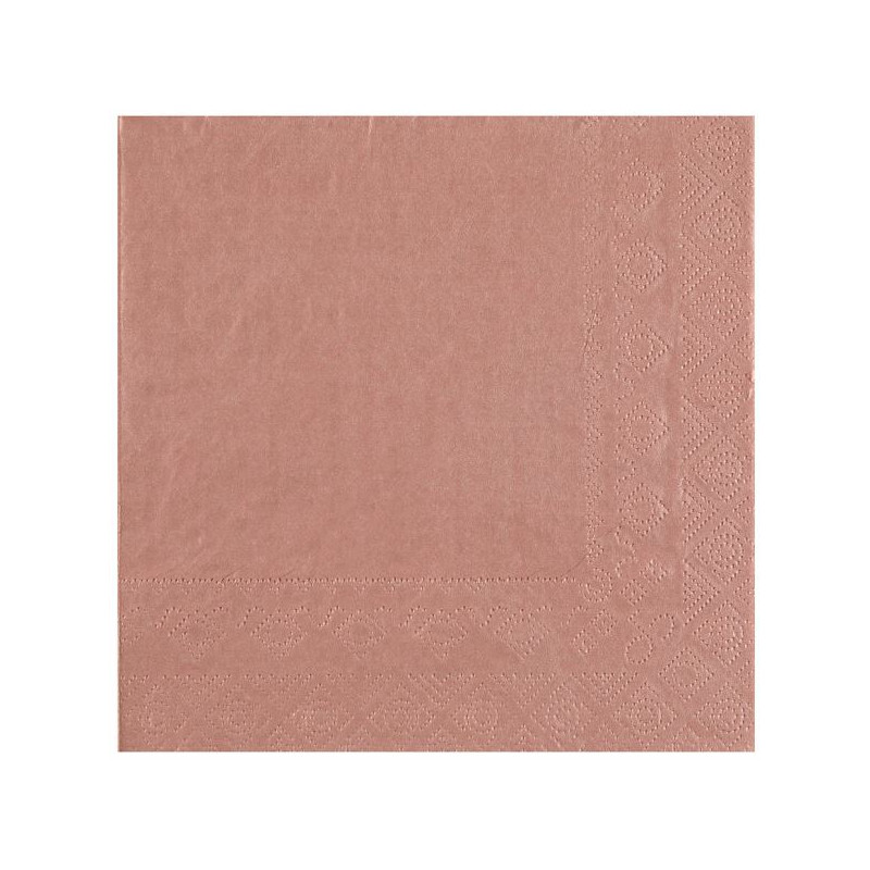 25 SERVIETTES CRYSTAL RAINBOW  33X33 2 PLIS ROSE GOLD