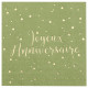 20 SERVIETTES JOYEUX ANNIVERSAIRE VERT SAUGE