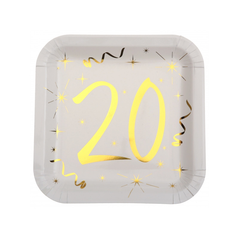 10 ASSIETTES 20 ANS OR BLANC