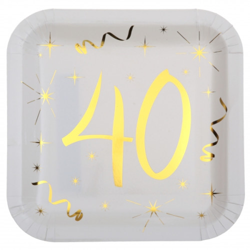 10 ASSIETTES 40 ANS OR BLANC