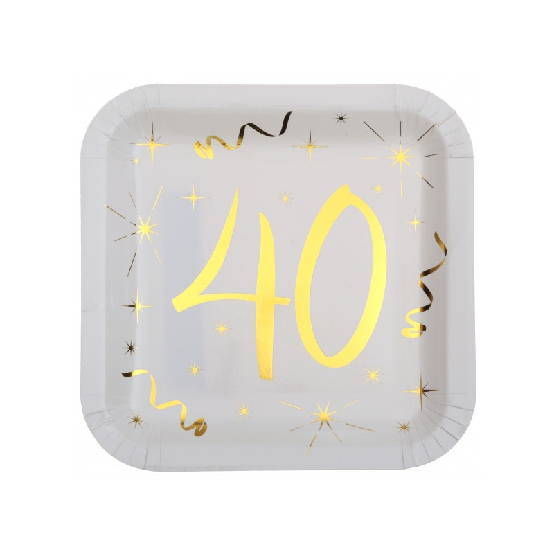 10 ASSIETTES 40 ANS OR BLANC