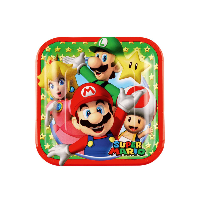 8 ASSIETTES CARRES SUPER MARIO