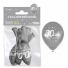 6 BALLONS METAL ARGENT 30 ANS