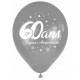 6 BALLONS METAL ARGENT 60 ANS