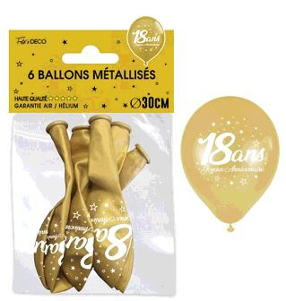 6 BALLONS METAL OR 18 ANS - Ouest Fetes