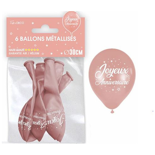 6 BALLONS METAL ROSE GOLD ANNIVERSAIRE