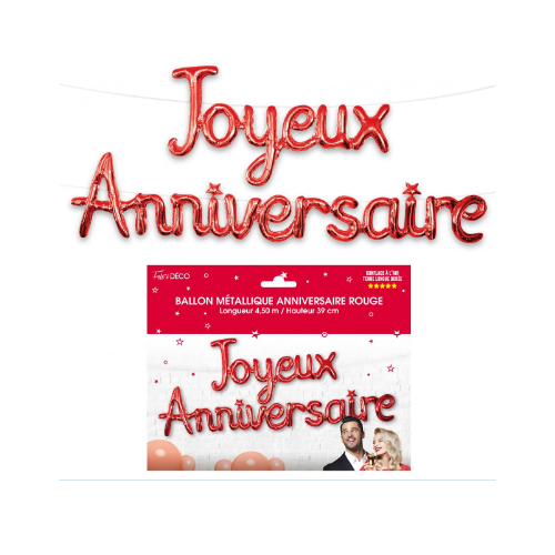 BALLON METAL. JOY.ANNIV.ROUGE