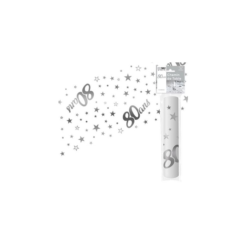 Serviettes 80 Ans Anniversaire blanc/argent x24 Serviettes 80 Ans Anniversaire blanc/argent x24