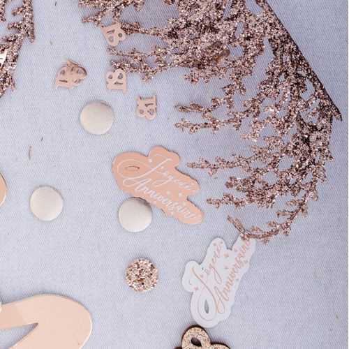 100 CONFETTIS JA ROSE GOLD/BLANC