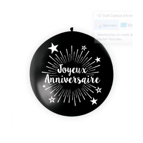 BALLON GEANT 100CM JOYEUX ANNIVERSAIRE NOIR