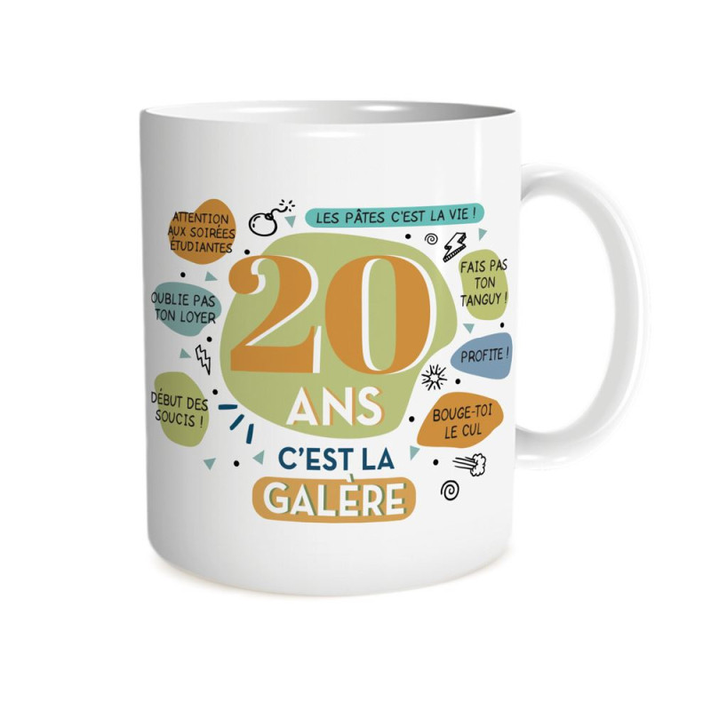 Mug uni anniversaire homme 20 ans – Pas parfait mais né en 2006