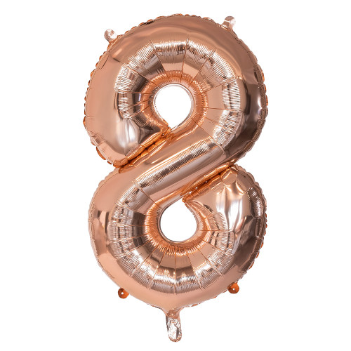 BALLON CHIFFRE 8 OR ROSE 86CM
