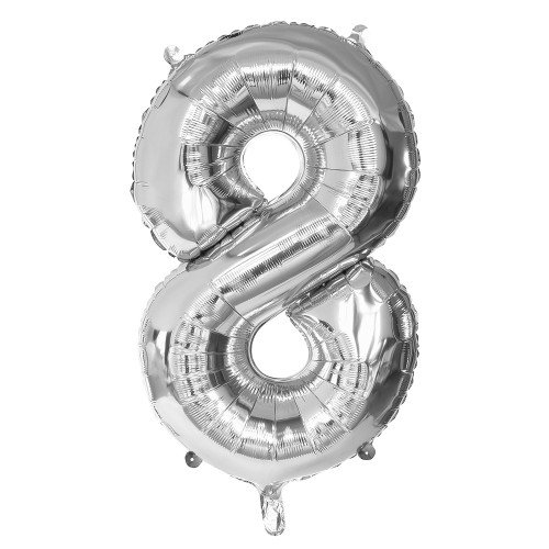 BALLON CHIFFRE 8 ARGENT 86CM