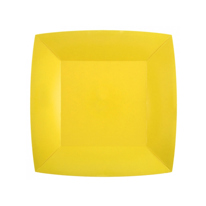 10 ASSIETTES GM CARRE JAUNE