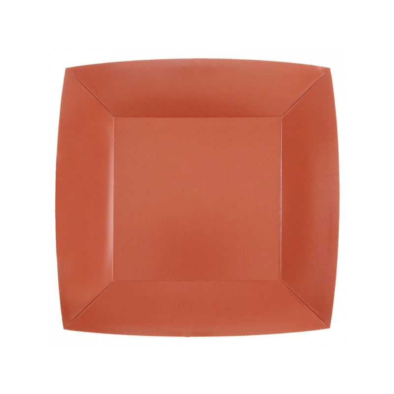 10 ASSIETTES GM CARRE TERRACOTTA