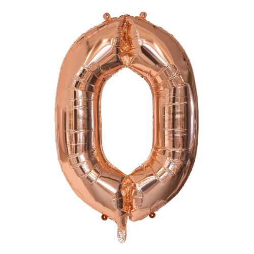 BALLON CHIFFRE 0 OR ROSE 86CM